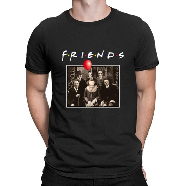 Cotton matching T-shirt Horror Friends Pennywise Michael Myers Jason Voorhees Halloween Men T-Shirt Cotton matching T-shirt